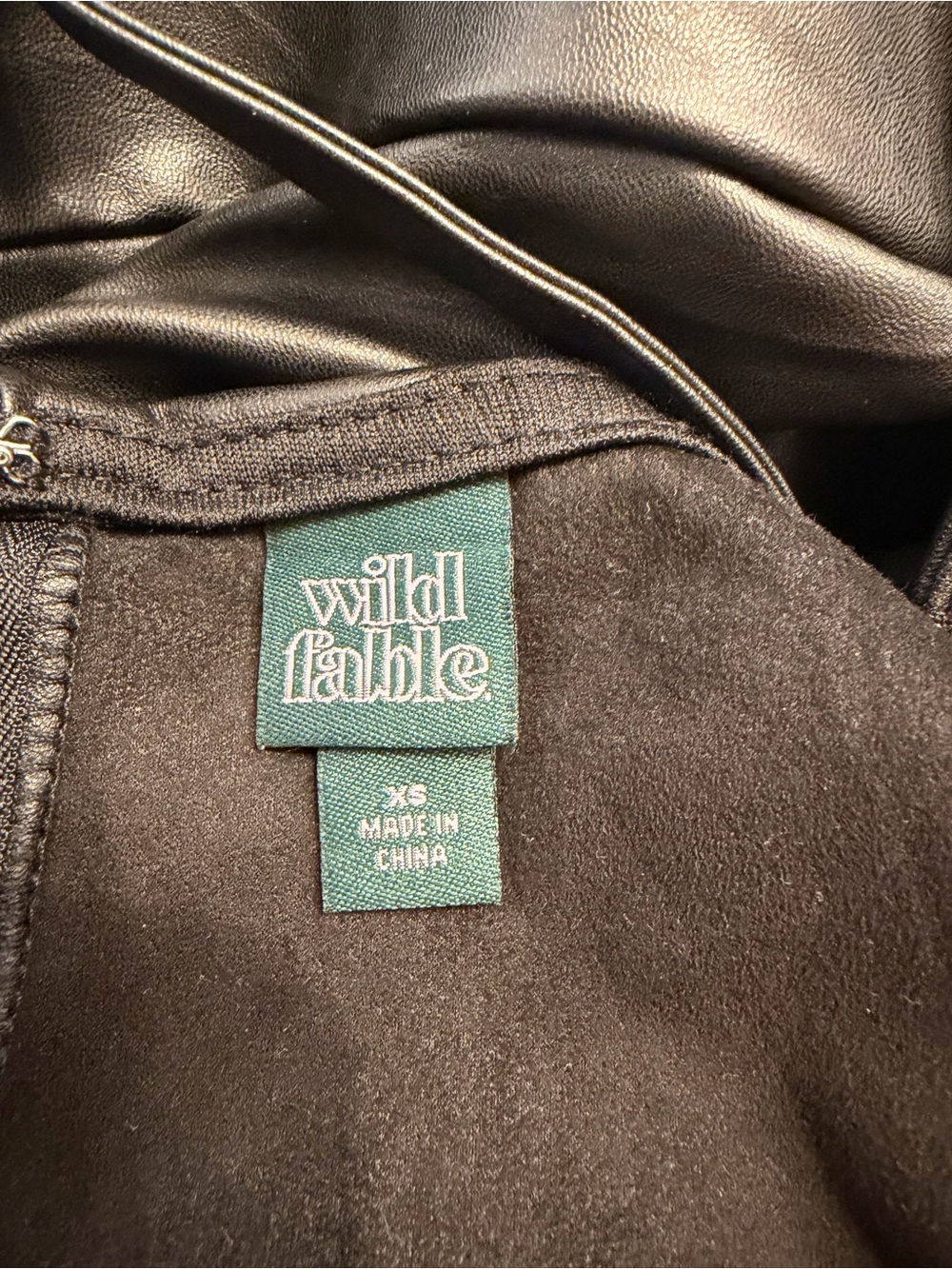 Wild Fable Vegan Leather Black Slip Dress w/ side split XS - Picture 5 of 5